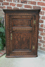 Load image into Gallery viewer, Antique English Oak CORNER Cabinet Hanging Wall Cabinet Medicine Storage Large