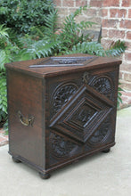 Load image into Gallery viewer, Antique English Blanket Chest Box Coffer Trunk End Table CARVED Oak 19thC Petite