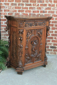 Antique French Cabinet GOTHIC Highly Carved Cabinet Cupboard Bar Liquor Walnut