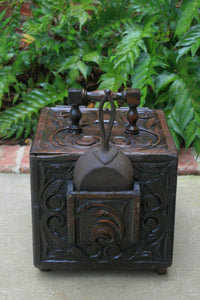 Antique English Coal Hod Scuttle Hearth Fireplace Renaissance Tin Liner 19th C