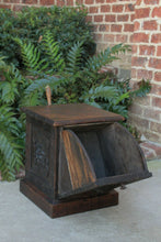 Load image into Gallery viewer, Antique English Coal Hod Scuttle Hearth Fireplace End Table Carved Oak 19th C