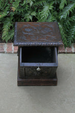 Load image into Gallery viewer, Antique English Coal Hod Scuttle Fireplace Hearth Carved Oak End Table 19th C