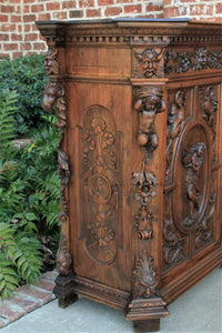 Antique French Cabinet GOTHIC Highly Carved Cabinet Cupboard Bar Liquor Walnut