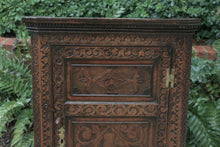 Load image into Gallery viewer, Antique English Oak CORNER Cabinet Hanging Wall Cabinet Medicine Storage Large