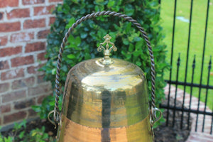 Antique French Copper & Brass Jug Vessel with Lid & Handle Hand Seamed 19th C