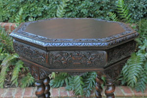 Antique French BARLEY TWIST Table Entry Center Parlor Octagon Library Oak Table