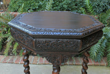 Load image into Gallery viewer, Antique French BARLEY TWIST Table Entry Center Parlor Octagon Library Oak Table