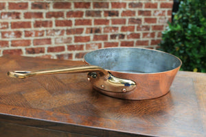 Vintage English Copper Pan Skillet with Brass Handle Hallmark Solid HEAVY 2 of 2