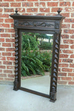Load image into Gallery viewer, LARGE Antique English Oak Mirror BARLEY TWIST Beveled Wall Pier Mantel Mirror