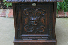 Load image into Gallery viewer, Antique English Coal Hod Scuttle Fireplace Hearth Carved Oak End Table 19th C