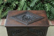 Load image into Gallery viewer, Antique English Blanket Chest Box Coffer Trunk End Table CARVED Oak 19thC Petite