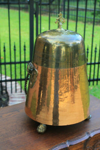 Antique French Copper & Brass Jug Vessel with Lid & Handle Hand Seamed 19th C