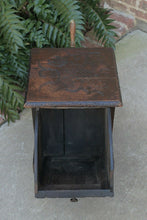 Load image into Gallery viewer, Antique English Coal Hod Scuttle Hearth Fireplace End Table Carved Oak 19th C