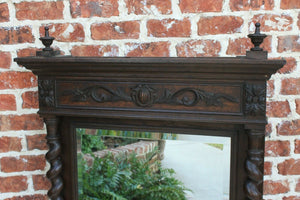 LARGE Antique English Oak Mirror BARLEY TWIST Beveled Wall Pier Mantel Mirror