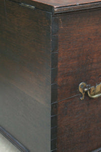 Antique English Blanket Chest Box Coffer Trunk End Table CARVED Oak 19thC Petite