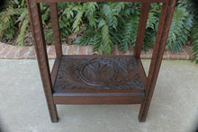 Load image into Gallery viewer, Antique English Oak End Table 2-Tier Highly Carved Trees Vines Side Table