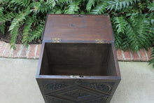 Load image into Gallery viewer, Antique English Blanket Chest Box Coffer Trunk End Table CARVED Oak 19thC Petite