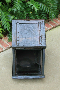 Antique English Coal Hod Scuttle Hearth Fireplace Renaissance Tin Liner 19th C