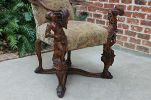 Antique Italian BESAREL Walnut Blackamoor Arm Chair BAROQUE Mid-19th C RARE