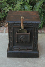 Load image into Gallery viewer, Antique English Coal Hod Scuttle Hearth Fireplace End Table Carved Oak 19th C