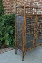 Load image into Gallery viewer, Antique English Tortoise Bamboo Lacquer Chinoiserie Bookcase Display Cabinet