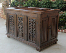 Load image into Gallery viewer, Antique French GOTHIC Oak Coffer Chest Blanket Box Entry Table Trunk 19th C