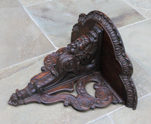 Load image into Gallery viewer, LARGE Antique French Oak Wall Shelf Corbel Bracket GOTHIC Hand Carved Figural