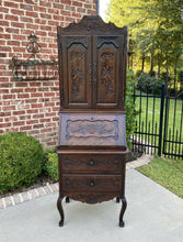 Load image into Gallery viewer, Antique French Secretary Desk Bookcase Cabinet Fall Front Louis XV Oak PETITE