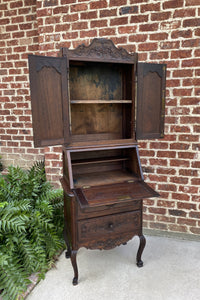 Antique French Secretary Desk Bookcase Cabinet Fall Front Louis XV Oak PETITE