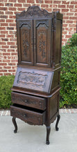 Load image into Gallery viewer, Antique French Secretary Desk Bookcase Cabinet Fall Front Louis XV Oak PETITE