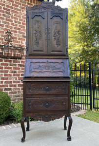 Antique French Secretary Desk Bookcase Cabinet Fall Front Louis XV Oak PETITE