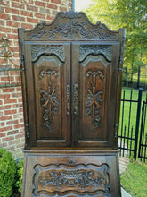 Load image into Gallery viewer, Antique French Secretary Desk Bookcase Cabinet Fall Front Louis XV Oak PETITE