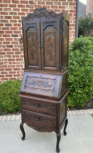 Antique French Secretary Desk Bookcase Cabinet Fall Front Louis XV Oak PETITE