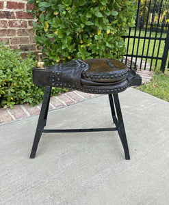 Antique English Fireplace Bellows Stool Bench Side Table Iron Stand 19thC UNIQUE