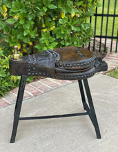Load image into Gallery viewer, Antique English Fireplace Bellows Stool Bench Side Table Iron Stand 19thC UNIQUE