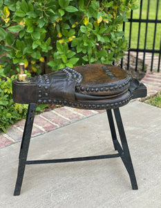 Antique English Fireplace Bellows Stool Bench Side Table Iron Stand 19thC UNIQUE